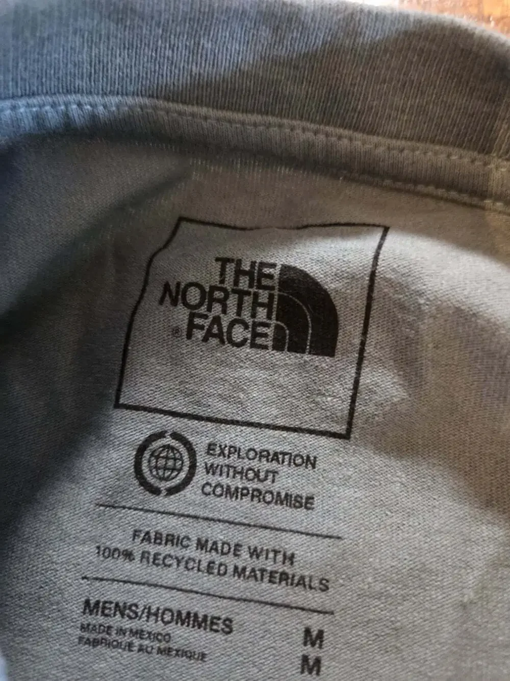 North Face Men's Long-Sleeve Logo Tshirt  grey/blue colorway bold mountain...
